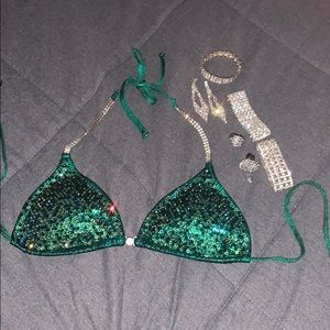 Toxic Angels emerald green bikini top
